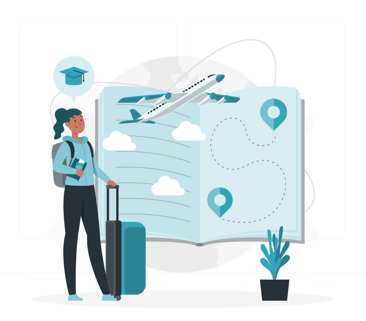 Global education journey illustration